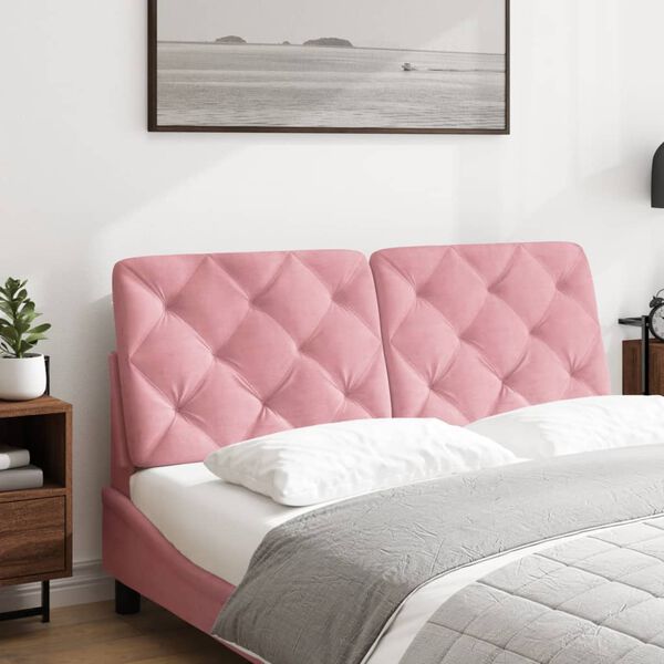 vidaXL Coussin de t&ecirc;te de lit rose 120 cm velours