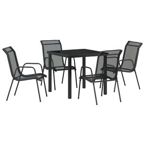 vidaXL Ensemble de salle &agrave; manger pour jardin 5 pcs Noir