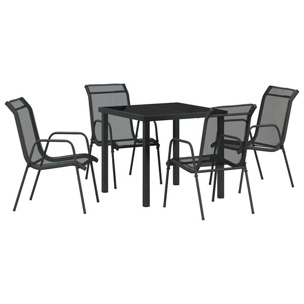 vidaXL Ensemble de salle &agrave; manger pour jardin 5 pcs Noir
