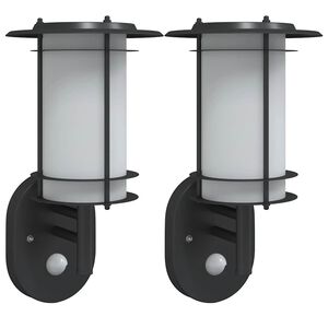 vidaXL Appliques murales d'ext&eacute;rieur et capteurs 2pcs acier inoxydable