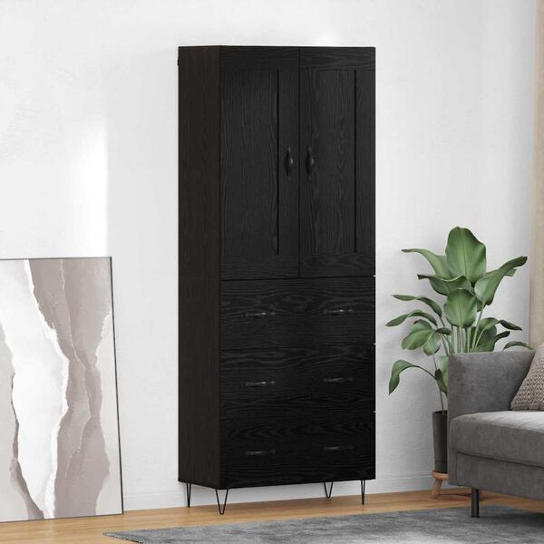 vidaXL Haut Armoire Ch&ecirc;ne noir 69,5 x 34 x 180 cm Bois d'ing&eacute;nierie