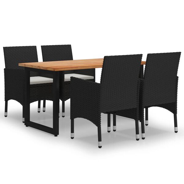 vidaXL Ensemble &agrave; manger de jardin avec coussins 5 pcs r&eacute;sine tress&eacute;e