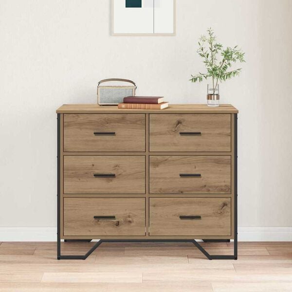 vidaXL Commode chêne artisanal 91 x 35.5 x 74.5 cm Bois d'ingénierie