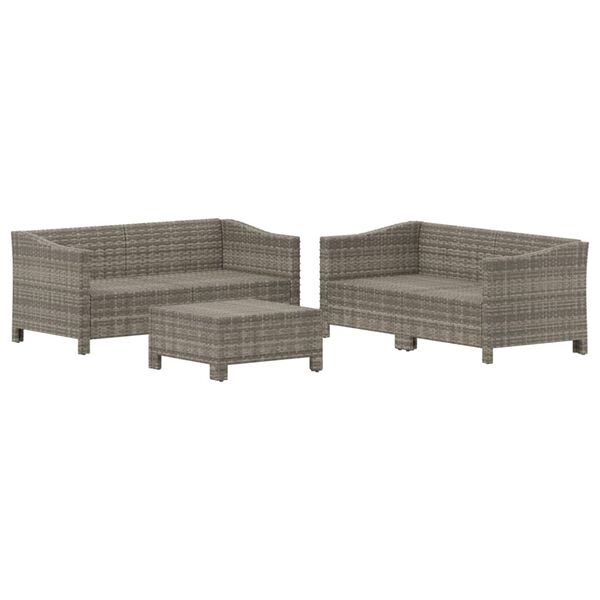 vidaXL Salon de jardin 5 pcs avec coussins Gris Résine tressée