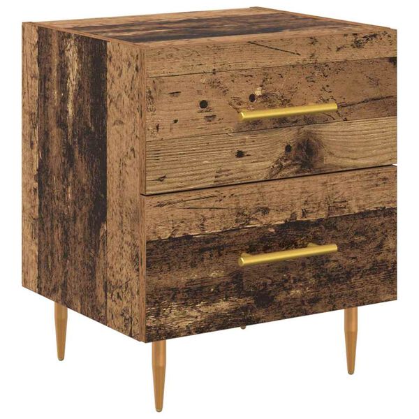 vidaXL Cabinet de chevet avec tiroir Bois Ancien 40 x 35 x 47,5 cm