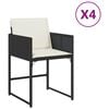 vidaXL Chaises de jardin lot de 4 avec coussins noir résine tressée