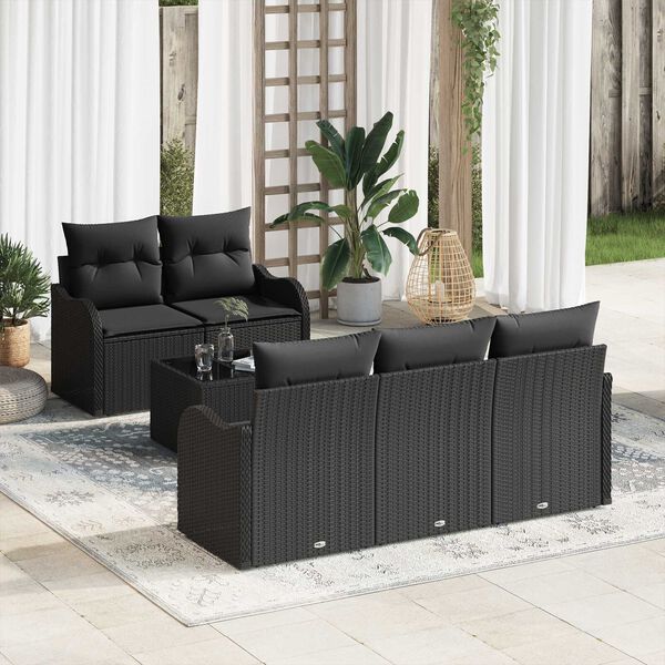 vidaXL Ensemble de canap&eacute; de jardin Noir polyrotin