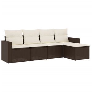 vidaXL Salon de jardin avec coussins 5 pcs marron r&eacute;sine tress&eacute;e
