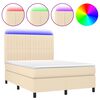 vidaXL Sommier &agrave; lattes de lit et matelas et LED Cr&egrave;me 140x190cm Tissu