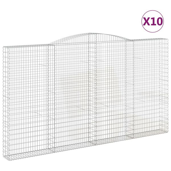 vidaXL Paniers à gabions arqués 10 pcs 400x30x220/240 cm Fer galvanisé