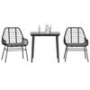vidaXL Ensemble &agrave; manger de jardin et coussins 3 pcs noir rotin verre