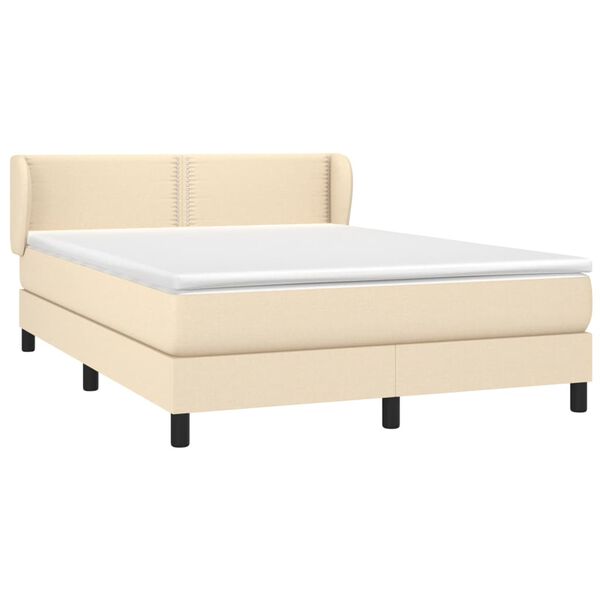 vidaXL Sommier &agrave; lattes de lit avec matelas Cr&egrave;me 140x200 cm Tissu