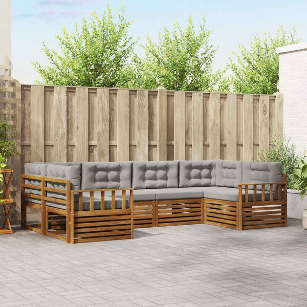 vidaXL Ensembles de canap&eacute;s avec coussin 6 pcs Gris Naturel et Clair