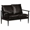 vidaXL Canap&eacute; &agrave; 2 places Cuir v&eacute;ritable avec bois d'acacia Noir