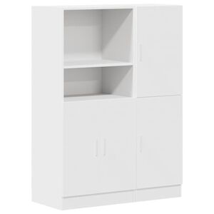 vidaXL Ensemble d'armoires de cuisine 2 pcs blanc bois d'ing&eacute;nierie