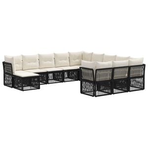 vidaXL Ensemble de canap&eacute; de jardin 12 pc Noir polyrotin