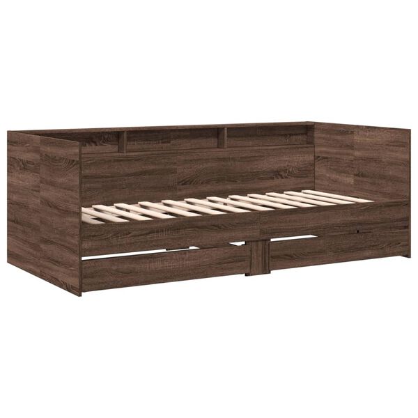 vidaXL Lit de jour avec tiroirs sans matelas chêne marron 100x200 cm