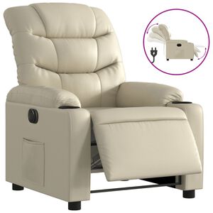 vidaXL Fauteuil inclinable &eacute;lectrique Cr&egrave;me Similicuir