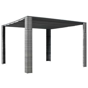 vidaXL Tonnelle et toit R&eacute;sine tress&eacute;e 300x300x220cm Gris / anthracite