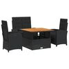 vidaXL Ensemble &agrave; manger de jardin coussins 5pcs Noir R&eacute;sine tress&eacute;e