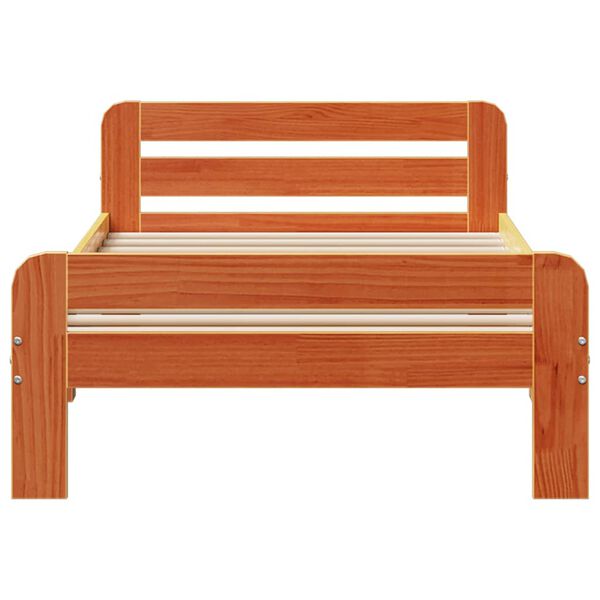 vidaXL Cadre de lit sans matelas cire marron 75x190 cm bois pin massif