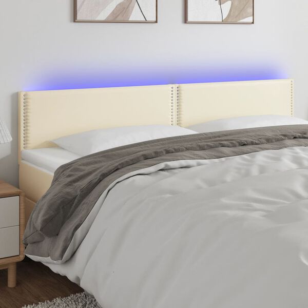 vidaXL T&ecirc;te de lit &agrave; LED Cr&egrave;me 160x5x78/88 cm Similicuir