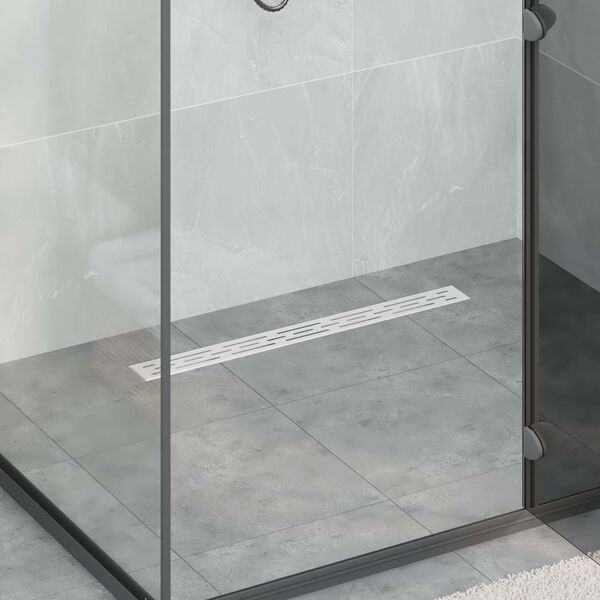 vidaXL Drain de Douche avec Design Lin&eacute;aire Argent&eacute; 80 cm