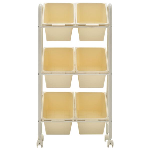 vidaXL Chariot de rangement pour jouets &agrave; 6 paniers Blanc Plastique
