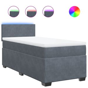 vidaXL Sommier &agrave; lattes de lit et matelas Gris fonc&eacute; 80x200 cm Velours