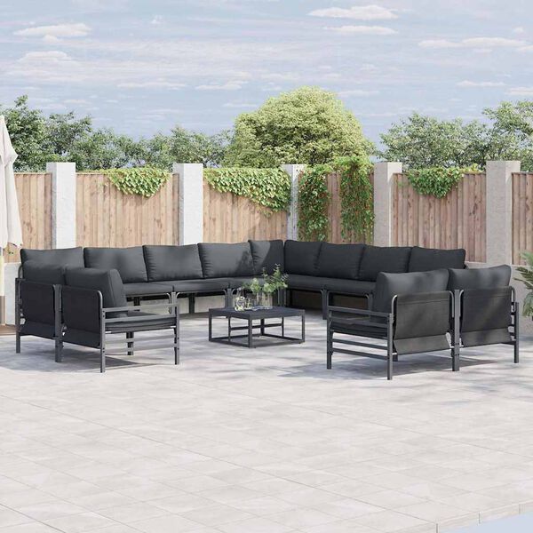 vidaXL Ensemble de canapé de jardin Anthracite Acier