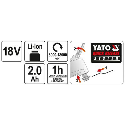 YATO Multi-outil oscillant avec batterie Li-Ion 2,0 Ah 18 V