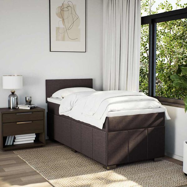 vidaXL Sommier &agrave; lattes de lit avec matelas Marron fonc&eacute; 90x200 cm