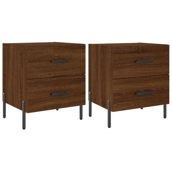 vidaXL Tables de chevet 2 pcs ch&ecirc;ne marron 40x35x47,5 cm