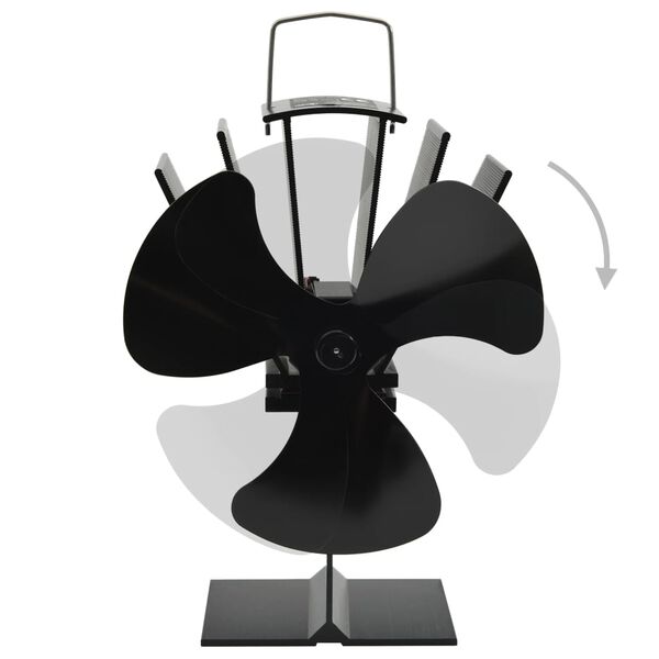 vidaXL Ventilateur de po&ecirc;le aliment&eacute; par chaleur 3 pales Noir