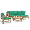 vidaXL Salon de jardin 6 pcs avec coussins vert bambou