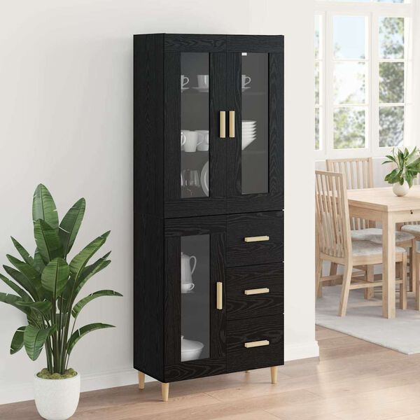 vidaXL Haut Armoire Ch&ecirc;ne noir 69,5 x 34 x 180 cm Bois d'ing&eacute;nierie