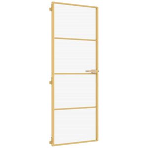 vidaXL Porte int&eacute;rieure mince dor&eacute; 76x201,5 cm verre tremp&eacute; aluminium