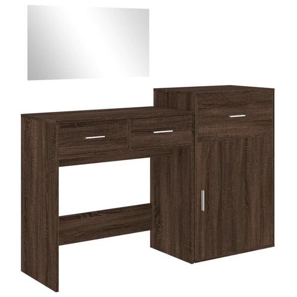 vidaXL Ensemble de coiffeuse 3 pcs ch&ecirc;ne marron bois d'ing&eacute;nierie