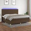vidaXL Sommier &agrave; lattes de lit matelas et LED Marron fonc&eacute; 200x200 cm