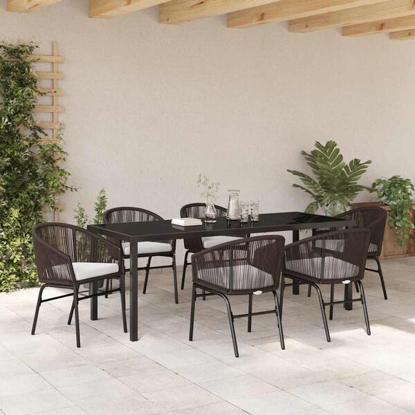vidaXL Ensemble de salle &agrave; manger pour jardin 7 pcs Marron
