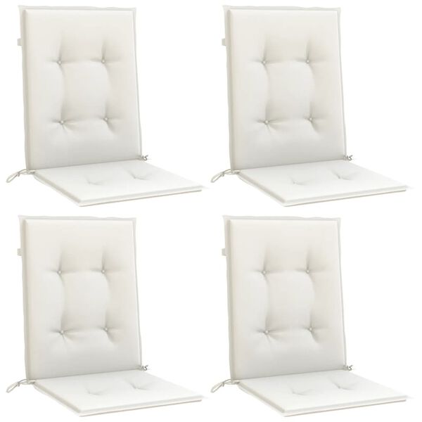 vidaXL Coussins de chaise à dossier bas lot de 4 crème mélangé tissu