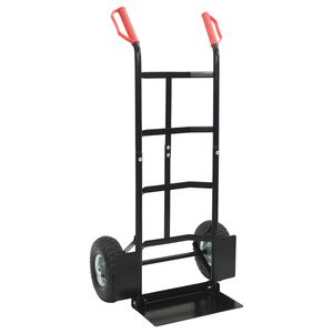 vidaXL Chariot &agrave; main extensible Noir et Rouge 57 x 46 x 113 cm Acier