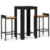 vidaXL Ensemble de bar jardin 3 pcs noir poly rotin/bois massif acacia