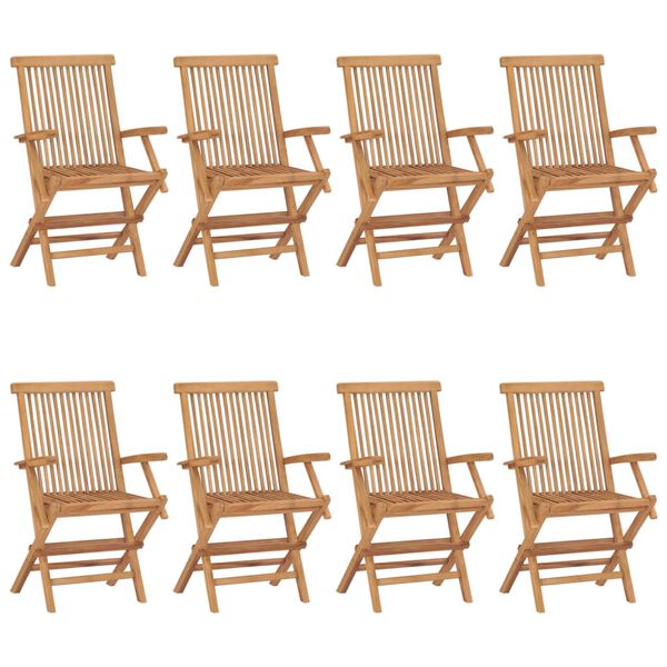 vidaXL Chaises de jardin avec coussins bleu clair lot de 8 Teck massif