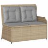 vidaXL Banc inclinable de jardin avec coussins beige r&eacute;sine tress&eacute;e