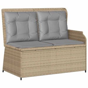 vidaXL Banc inclinable de jardin avec coussins beige r&eacute;sine tress&eacute;e