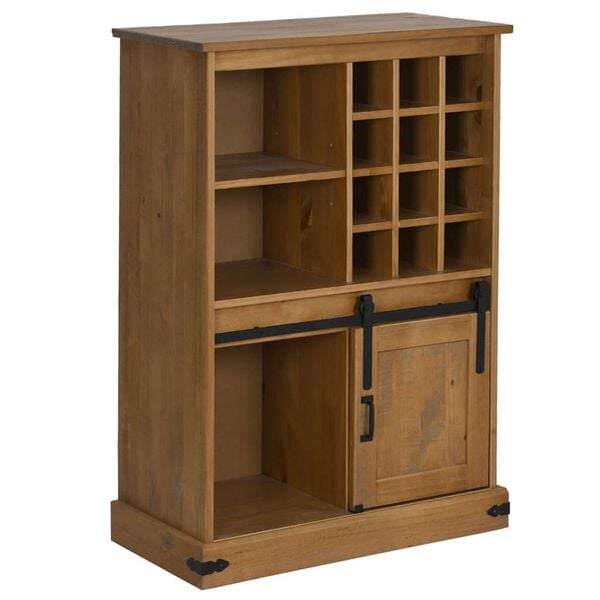 vidaXL Armoire &agrave; vin HALDEN avec casiers &agrave; vin porte coulissante pin
