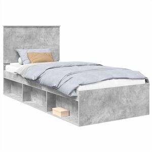 vidaXL Cadre de lit Uni Gris B&eacute;ton 100 x 200 cm Bois de pin massif