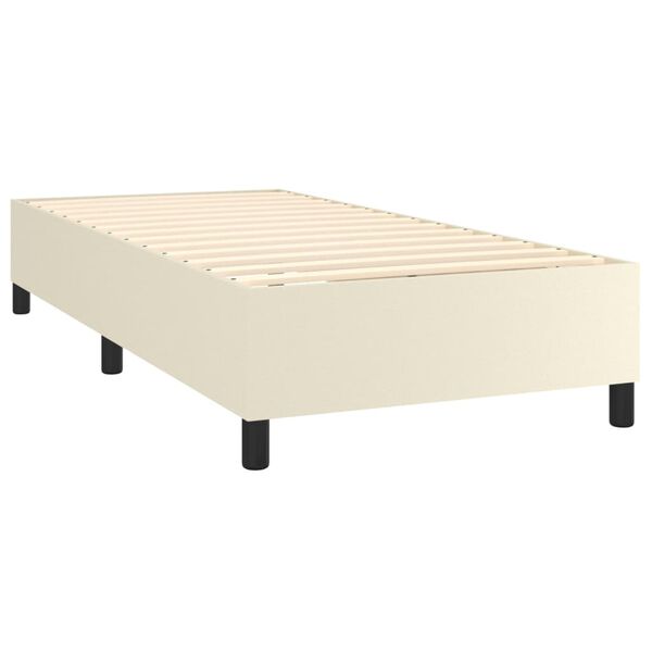 vidaXL Sommier &agrave; lattes de lit avec matelas Cr&egrave;me 90x190 cm Similicuir
