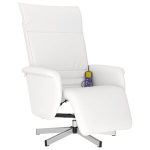vidaXL Fauteuil inclinable de massage repose-pieds blanc similicuir